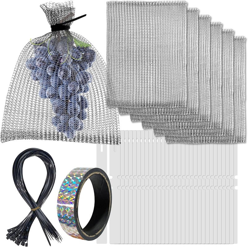 CHolic 25Pcs 8 x 12 inch Fruit Protection Wire mesh Bags, 304 Stainless Steel Wire, Gophers Resistant Stainless Steel Mesh, Root Protection mesh Bag for Fruits, Berries, Vegetables - Image 1